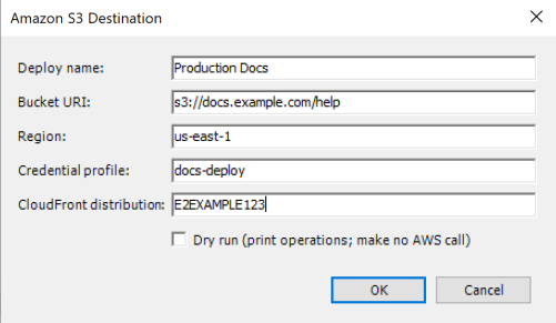 The Amazon S3 Destination dialog